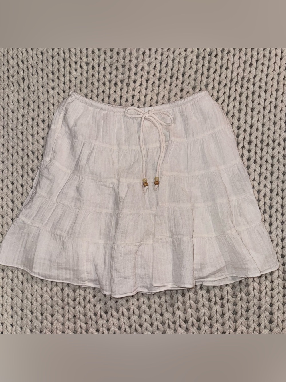 Universal Thread Women's Cream Tiered Drawstring Skirt